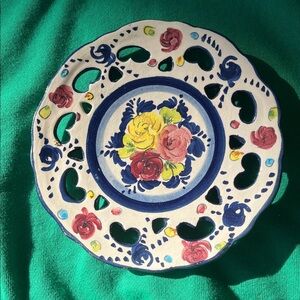 Floral Decorative Plate with Cutout Design